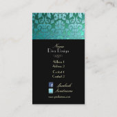 Carte De Visite PixDezines turquoise damas de la flore/arrière - p (Dos)