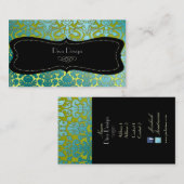 Carte De Visite PixDezines turquoise damas de la flore/arrière - p (Devant / Derrière)