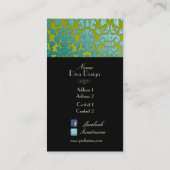 Carte De Visite PixDezines turquoise damas de la flore/arrière - p (Dos)