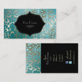 Carte De Visite PixDezines turquoise flore damask/do-it-yourself a (Devant / Derrière)