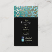 Carte De Visite PixDezines turquoise flore damask/do-it-yourself a (Dos)