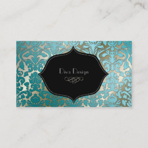 Carte De Visite PixDezines turquoise flore damask/do-it-yourself a