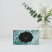 Carte De Visite PixDezines turquoise flore damask/do-it-yourself a (Debout devant)