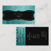 Carte De Visite PixDezines turquoise flore damask/do-it-yourself a (Devant / Derrière)