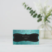 Carte De Visite PixDezines turquoise flore damask/do-it-yourself a (Debout devant)