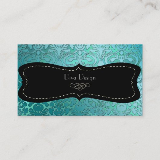 Carte De Visite PixDezines turquoise flore damask/do-it-yourself a (Devant)