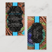 Carte De Visite PixDezines Vendome Damask, Peacock Feather (Devant / Derrière)