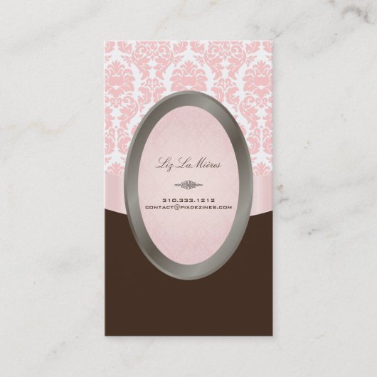 Carte De Visite PixDezines versailles damask/rose+chocolat (Devant)