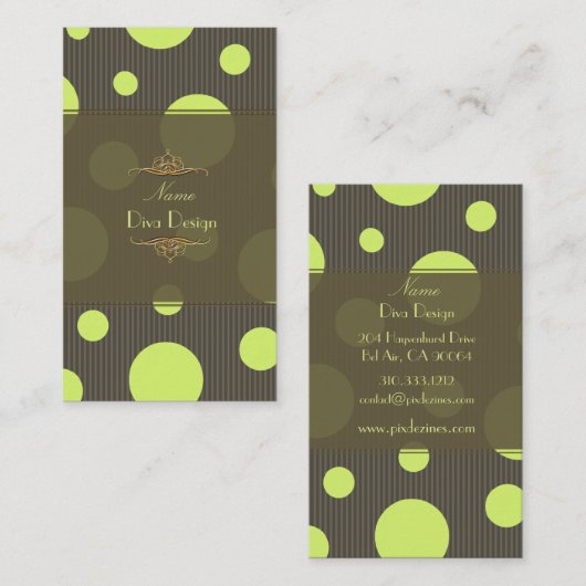 Carte De Visite PixDezines vert mousse pois/DO-IT-YOURSELF arrière (Devant / Derrière)