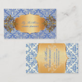 Carte De Visite PixDezines vintage bleu céline damask (Devant / Derrière)