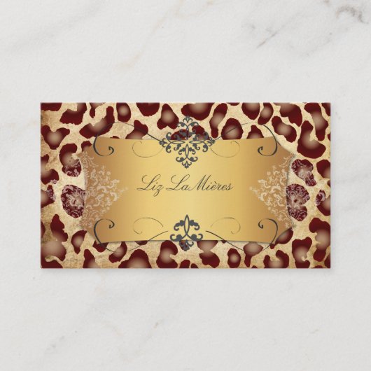 Carte De Visite PixDezines VINTAGE LEOPARD+LACE DAMASK (Devant)