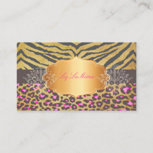 Carte De Visite PixDezines VINTAGE LEOPARD+ZEBRA+FAUX+OR+ÉTIQUETTE