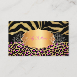 Carte De Visite PixDezines VINTAGE LEOPARD+ZEBRA+FAUX+OR+ÉTIQUETTE