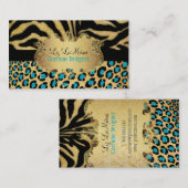 Carte De Visite PixDezines VINTAGE LEOPARD+ZEBRA+FAUX+OR+ÉTIQUETTE (Devant / Derrière)