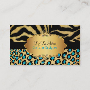 Carte De Visite PixDezines VINTAGE LEOPARD+ZEBRA+FAUX+OR+ÉTIQUETTE