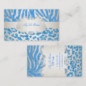 Carte De Visite PixDezines zèbre bleu/léopard/champagne (Devant / Derrière)