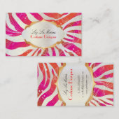 Carte De Visite PixDezines zèbre+floral/rose+orange (Devant / Derrière)