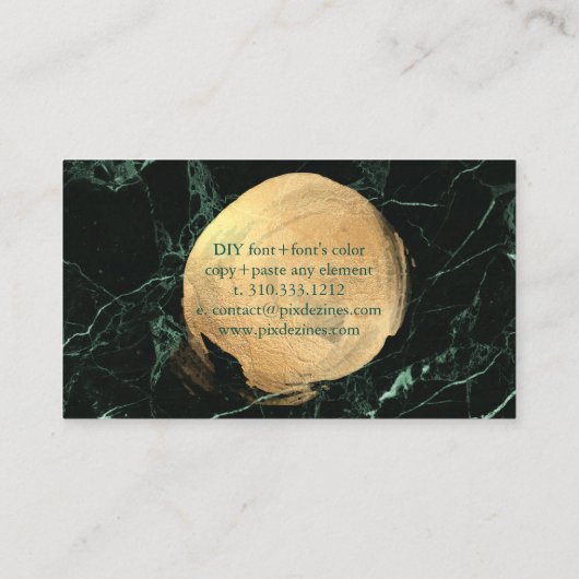 Carte De Visite PixDezines ZONES VERTES EN MARBRE+FAUX EN OR (Dos)