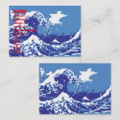 Carte De Visite Pixel Tsunami Bleu 8 Bit Pixel Art (Devant / Derrière)