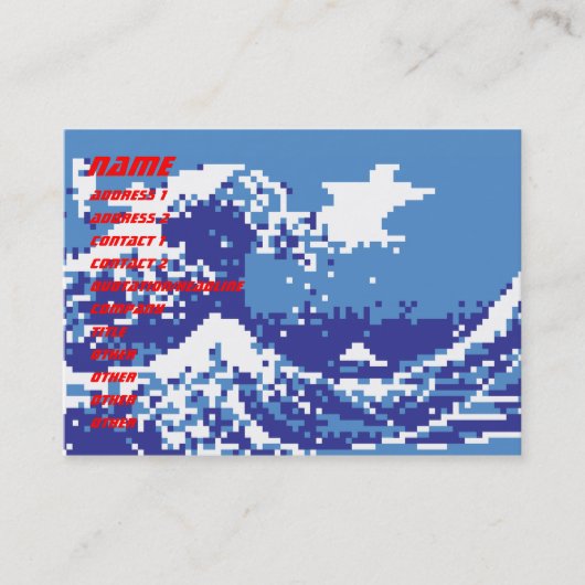 Carte De Visite Pixel Tsunami Blue 8 Bits Pixel Art (Devant)