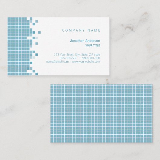 Carte De Visite Pixels bleus créatifs (Devant / Derrière)