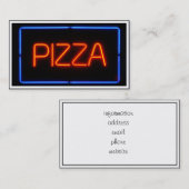 Carte De Visite PIZZA Blue et Red Neon Sign (Devant / Derrière)