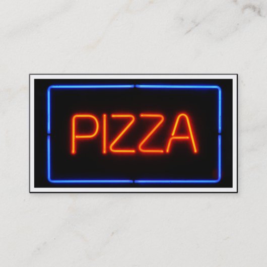 Carte De Visite PIZZA Blue et Red Neon Sign (Devant)