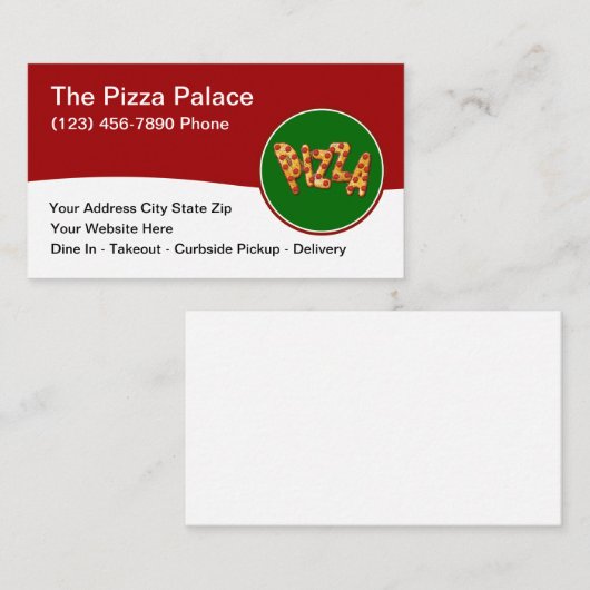 Carte De Visite Pizza Cuisine italienne Restaurant Moderne (Devant / Derrière)