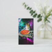 Carte De Visite Pizza de chat du DJ de l'espace (Debout devant)