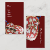 Carte De Visite PIZZA PARTY CUISINE ITALIENNE, RESTAURANT rouge bl (Devant / Derrière)