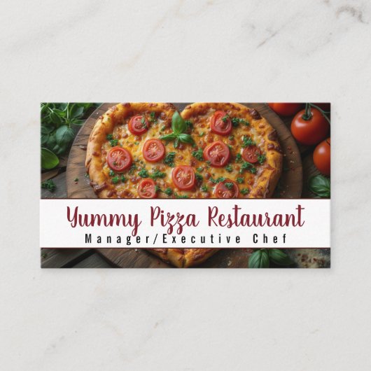 Carte De Visite Pizza Restaurant Caterer Service de restauration É (Devant)