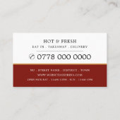 Carte De Visite Pizza Restaurant, Pizzeria Publicité (Dos)