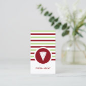 Carte De Visite Pizzeria chic rayée (Debout devant)