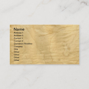 Carte De Visite Placage de véritable érable frisé veinure de bois