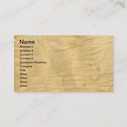 Carte De Visite Placage de véritable érable frisé veinure de bois (Devant)