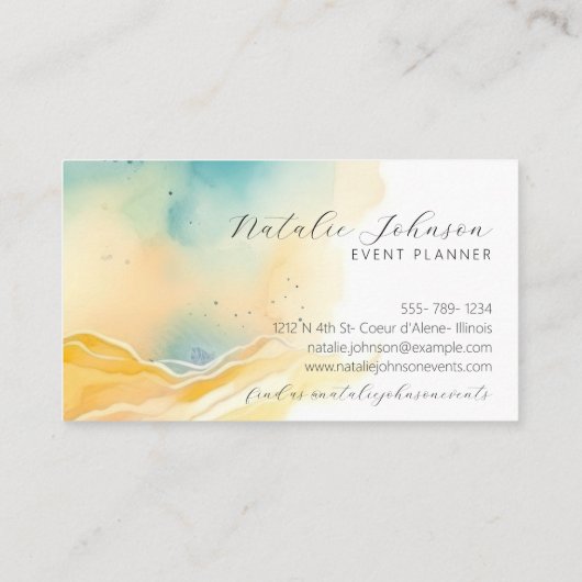 Carte De Visite Plage Abstraite moderne & Script de sable (Dos)