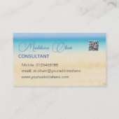 Carte De Visite Plage Bleu Océan Côtier QR Code Moderne (Dos)