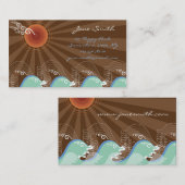 Carte De Visite Plage Brown de rayures de Sun d'été tropical de (Devant / Derrière)