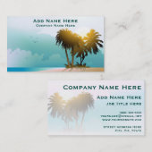 Carte De Visite Plage Calme Avec Palmiers Et Eau Bleue (Devant / Derrière)