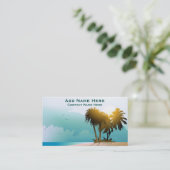 Carte De Visite Plage Calme Avec Palmiers Et Eau Bleue (Debout devant)