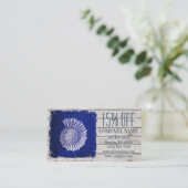 Carte De Visite plage chic dérive bois nautique bleu coquillages (Debout devant)