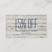 Carte De Visite plage chic dérive bois nautique bleu seahorse (Dos)