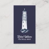 Carte De Visite Plage Côtière Bleu Bateau Phare Nautique (Devant)