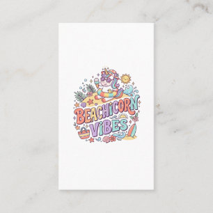 Carte De Visite Plage de Licorne Vibes Fantaisiste Fond Blanc