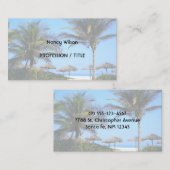 Carte De Visite Plage de sable avec palmiers et vue sur l'océan (Devant / Derrière)