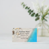 Carte De Visite Plage de sébaste et de sable avec vagues bleues (Debout devant)