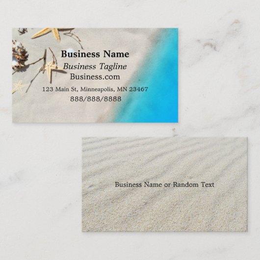 Carte De Visite Plage de sébaste et de sable avec vagues bleues (Devant / Derrière)