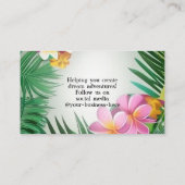Carte De Visite Plage de Spa de Plumeria Tropical Voyage (Dos)