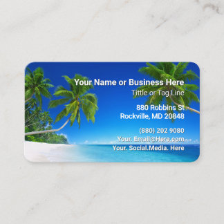 Carte De Visite Plage et Palmiers Tropical