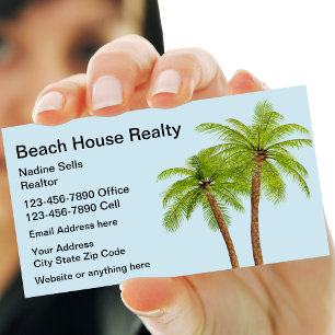 Carte De Visite Plage Immobilier Palm Trees Design